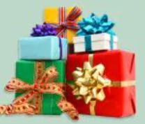 Colourful stack of wrapped festive gift boxes